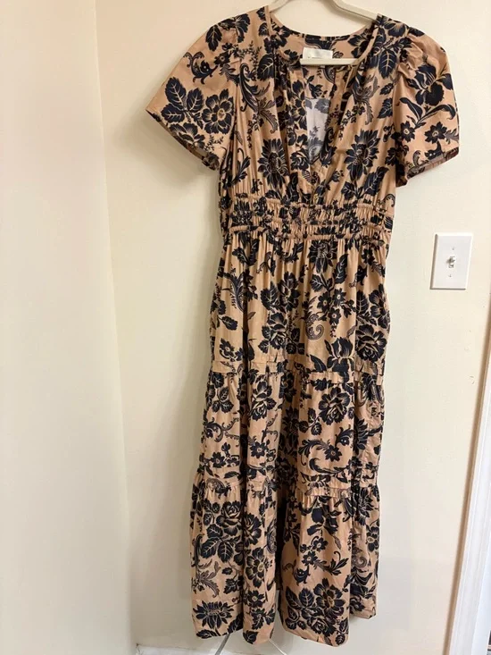 ANTHROPOLOGIE The Somerset Floral Maxi Dress Large L flowy tiered cotton summer - Picture 1 of 12